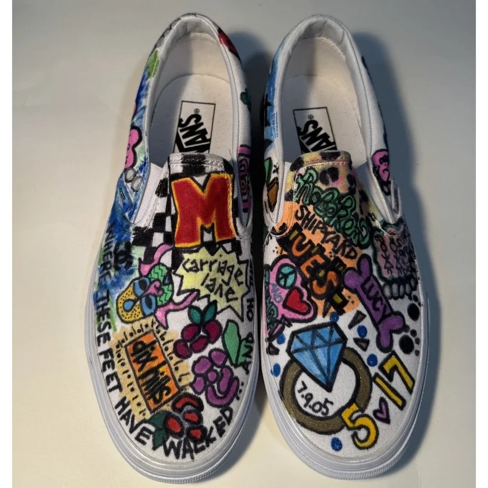 Vans Classic Slip On Sticker Mash Up Men's Size 7 Women's Size 8.5